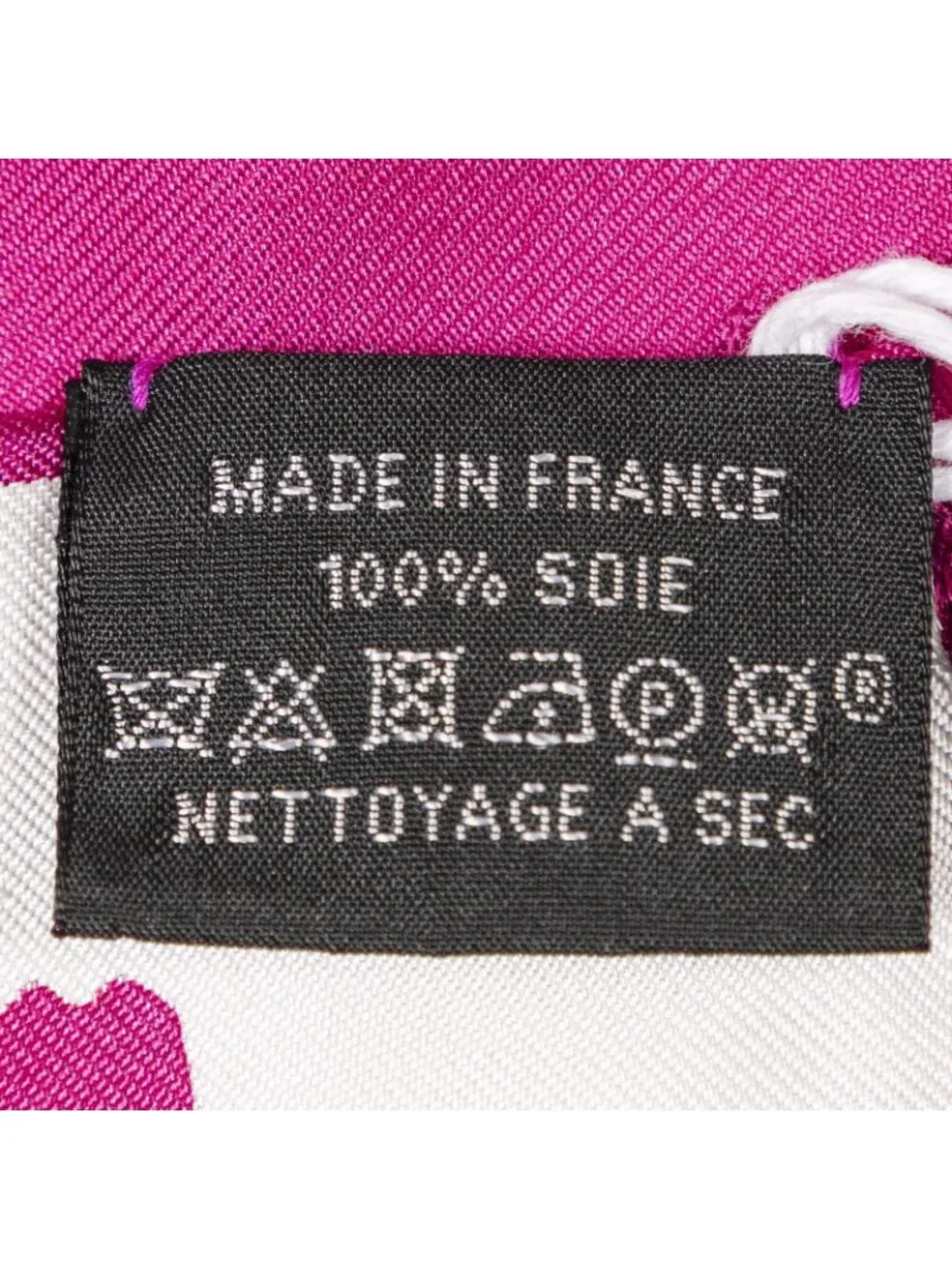 Hermes Scarf Fuchsia White 100% Jacquard Silk